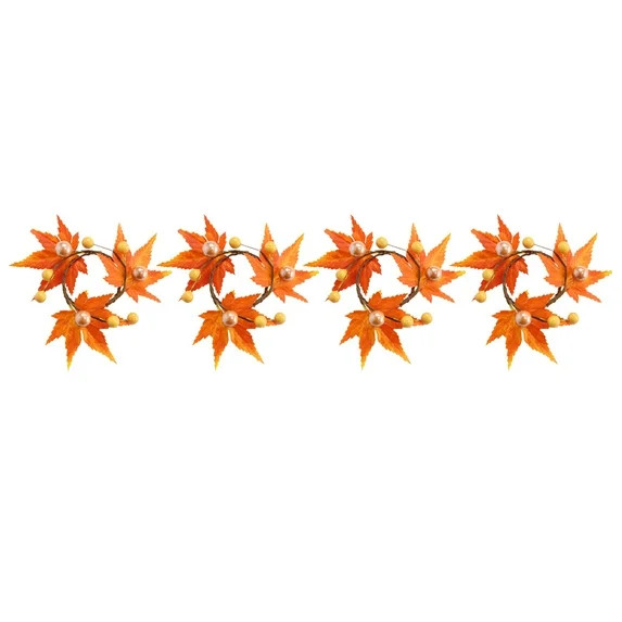 NIYANGLE Maple Leaf Napkin Ring for Decoration Orange Color Silk Cloth Foam Iron Wire Fits Variou... | Walmart (US)