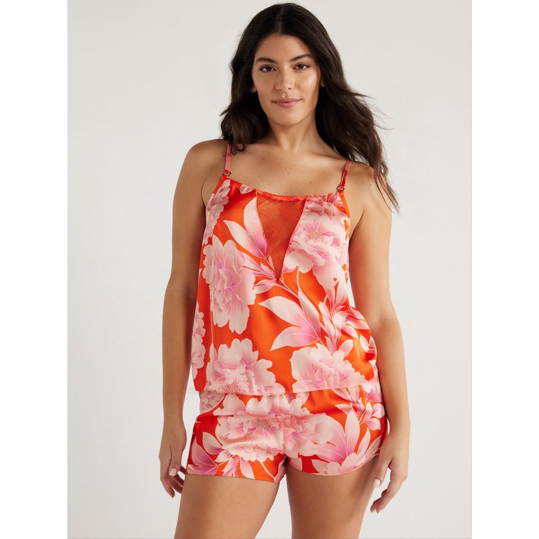 Sofia Intimates Women's Satin Cami Tank Set, 2-Piece, Sizes XS-3X | Walmart (US)