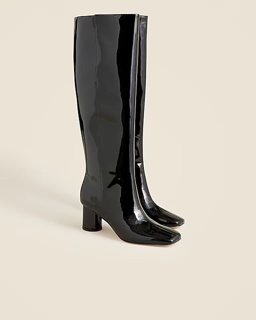 Knee-high round-heel boots in patent leather | J. Crew US