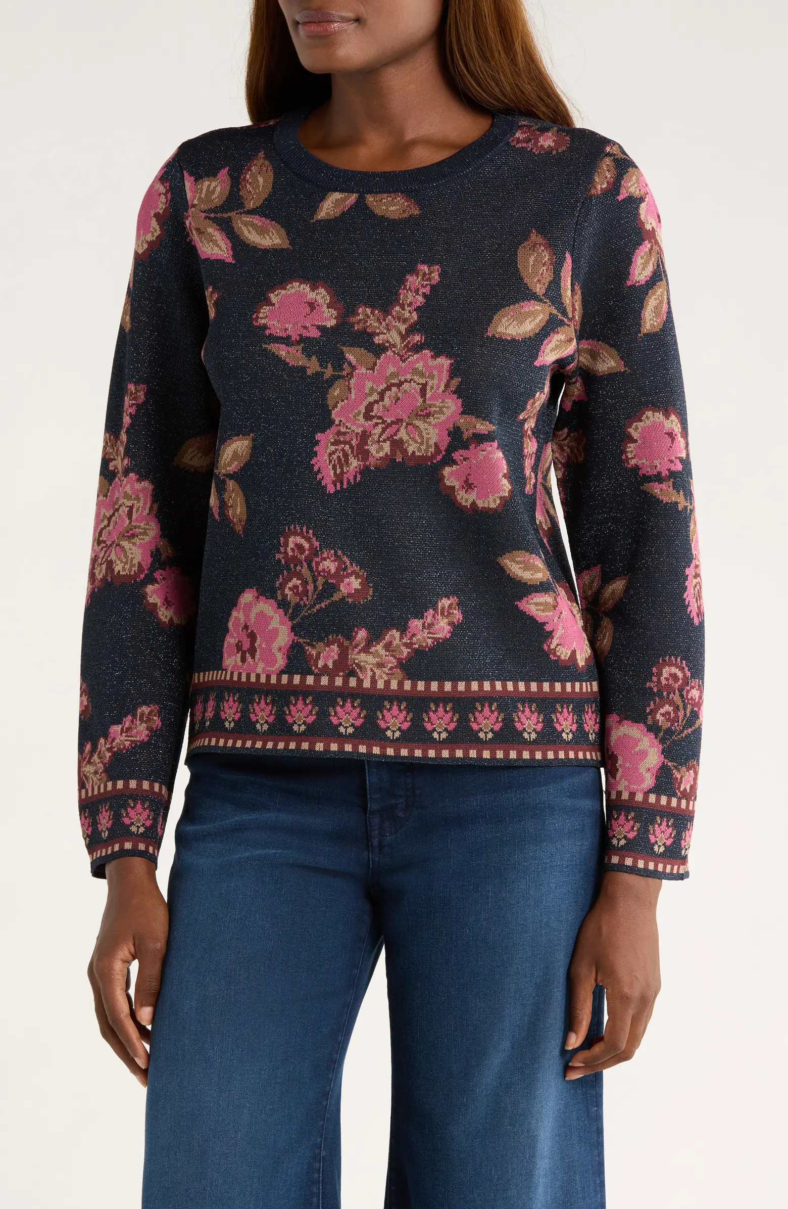 Vince Camuto Floral Crewneck Sweater | Nordstrom | Nordstrom