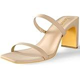 ILLUDE Women’s Block Heel Double Band Square Toe Heeled Sandal Slip On Mule - Lisa | Amazon (US)
