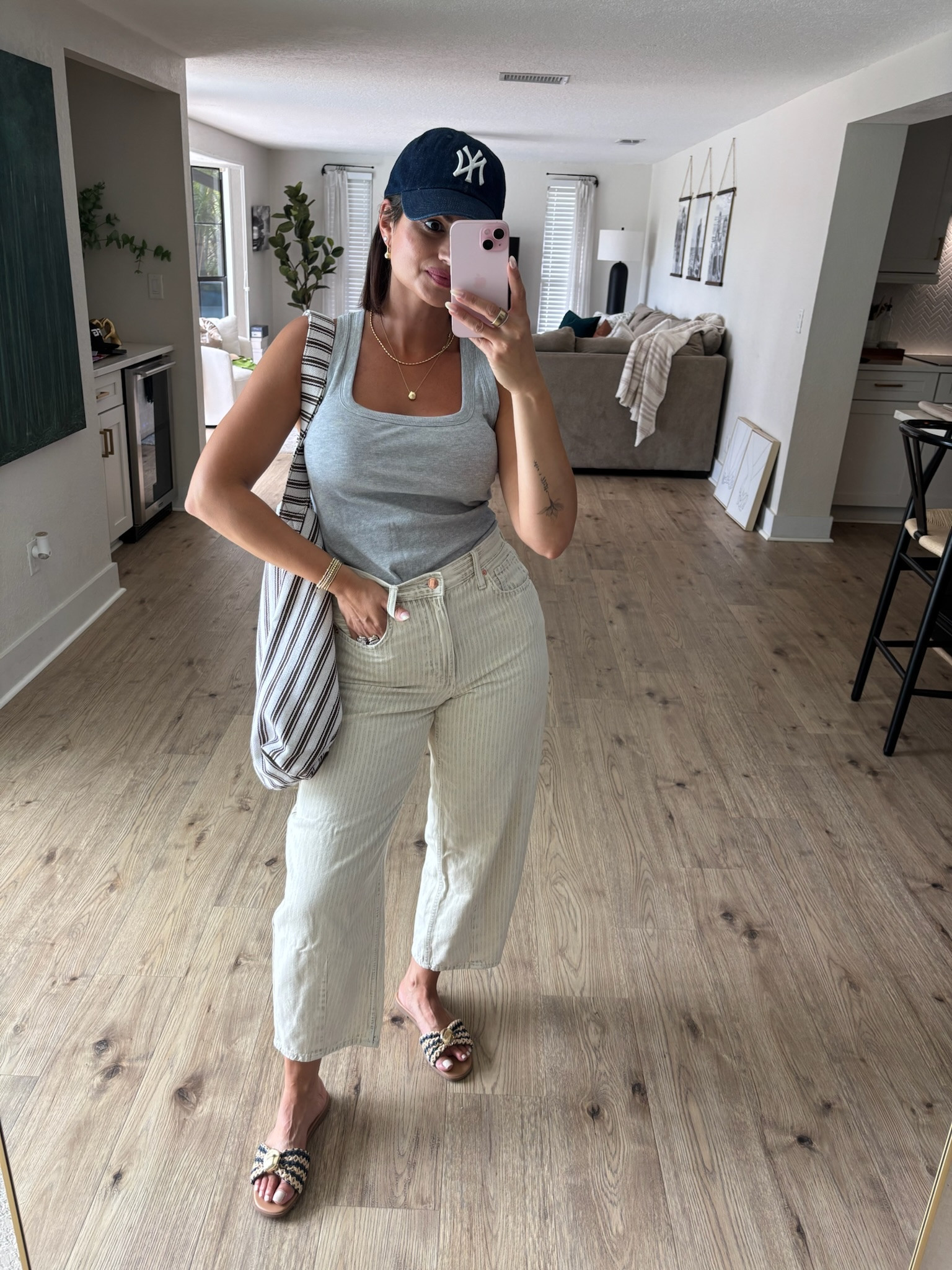 Easy, throw in and go casual summer outfit! My bag is on sale right now!

The stripes from my tote and design of my sandals really help elevate this look a bit!

#LTKootd #LTKgrwm #LTKdayinmylife