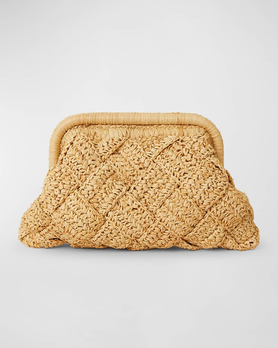 Gigi Framed Raffia Clutch Bag | Neiman Marcus