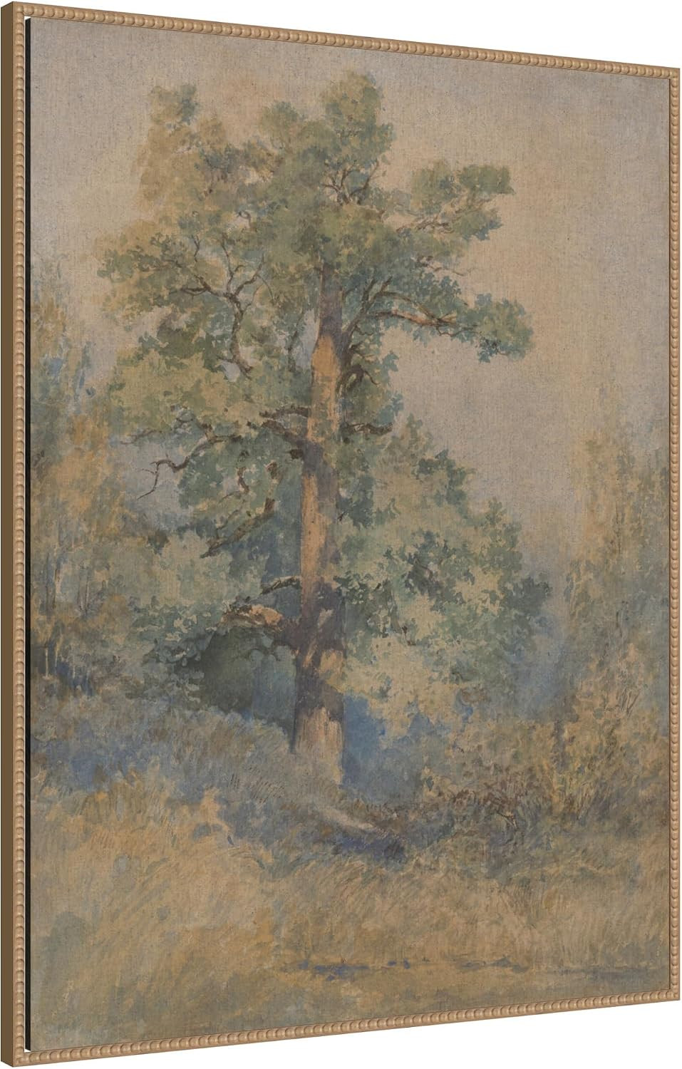 Kate and Laurel Framed Canvas Wall Art Print Sketch of a Tree Ladislav Mednyanszky by Nostalgia Prints, 32 x 42 Sylvie Beaded Rustic Natural Frame, Traditional, Landscape Art for Wall Decor | Amazon (US)