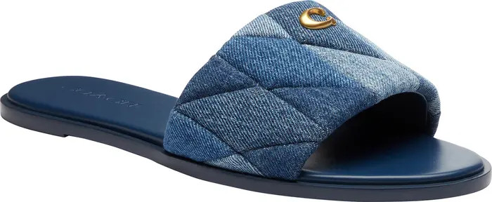 COACH Holly Quilted Patchwork Denim Slide Sandal (Women) | Nordstrom | Nordstrom