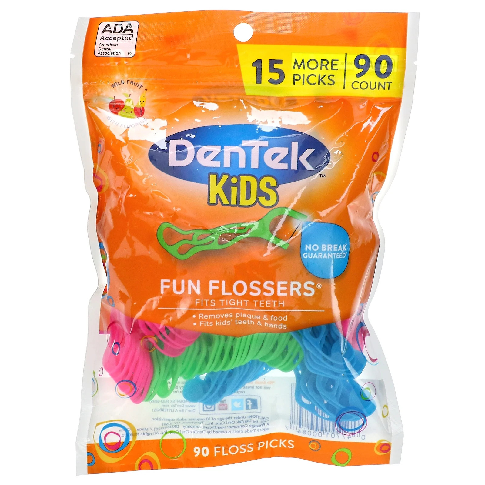 DenTek, Kids Fun Flossers, Wild Fruit, 90 Floss Picks - Walmart.com | Walmart (US)