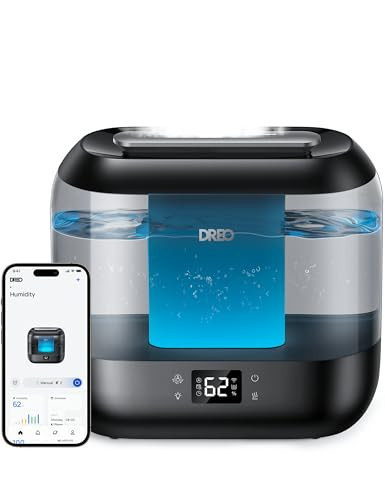 Dreo Smart Humidifiers for Bedroom, Top Fill 4L Supersized Humidifier Large Room with 28 dB, 36H Runtime, Touch/APP/Voice Control, Nightlight, Cool Mist Humidifiers for Baby, Plants, Indoor, Black | Amazon (US)