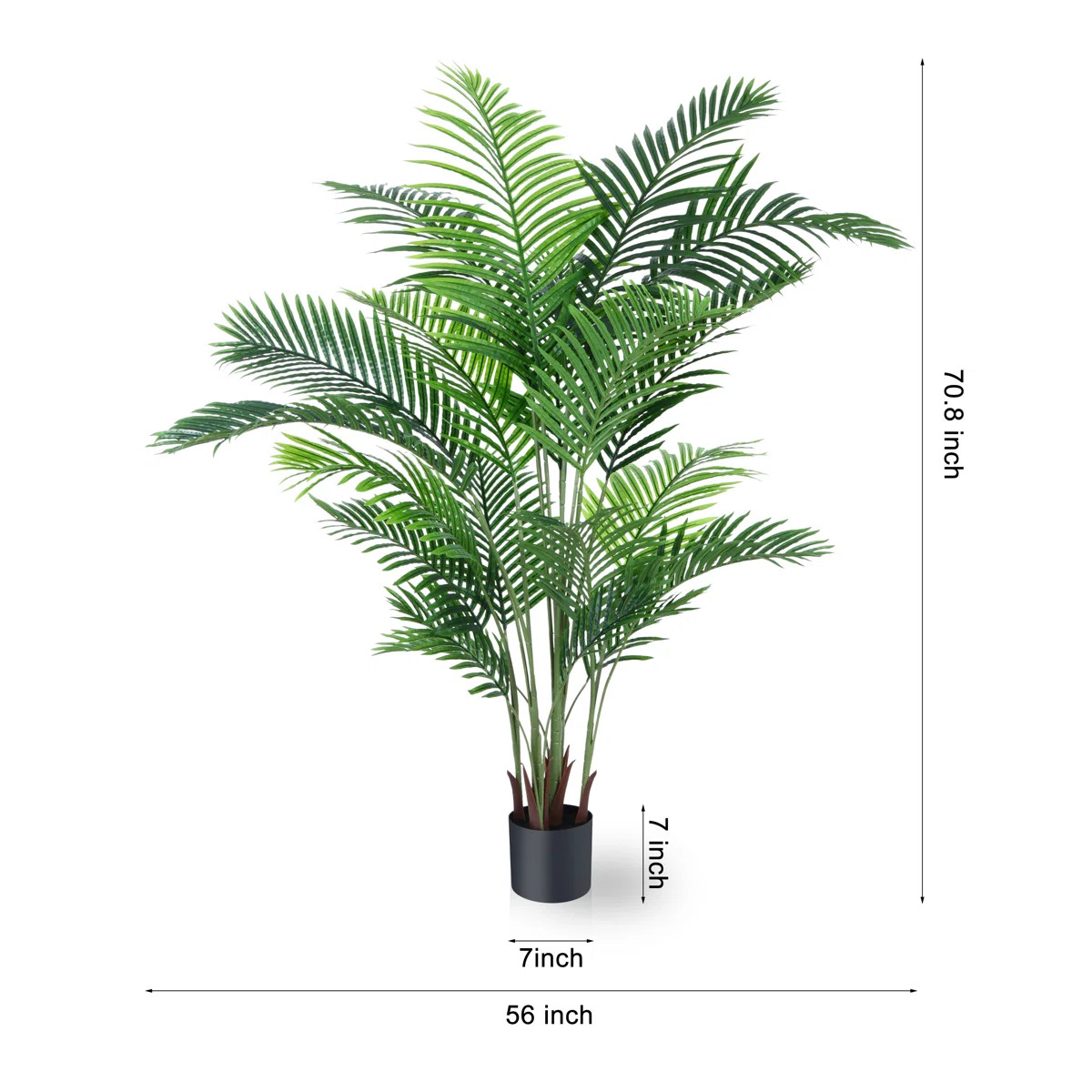 Adcock Set of 2 Artificial Palm Tree in Black Pot, 71in UV Resistant Faux Palm Plant for Home Ind... | Wayfair North America