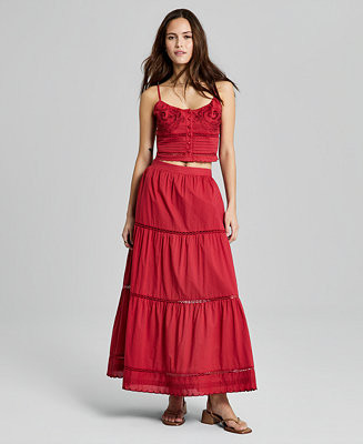 And Now ThisWomen's Cotton Tiered Pull-On Maxi Skirt | Macy's