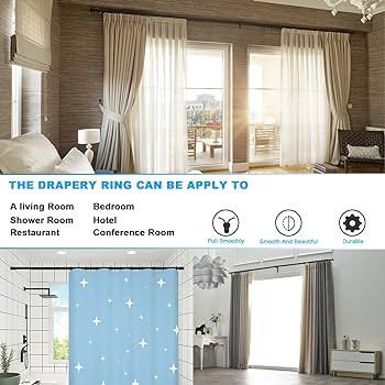 40 PCS Black Curtain Rings with Eyelet Apply for Curtain Rod (1.5 Inch Drapery Rings) | Amazon (US)