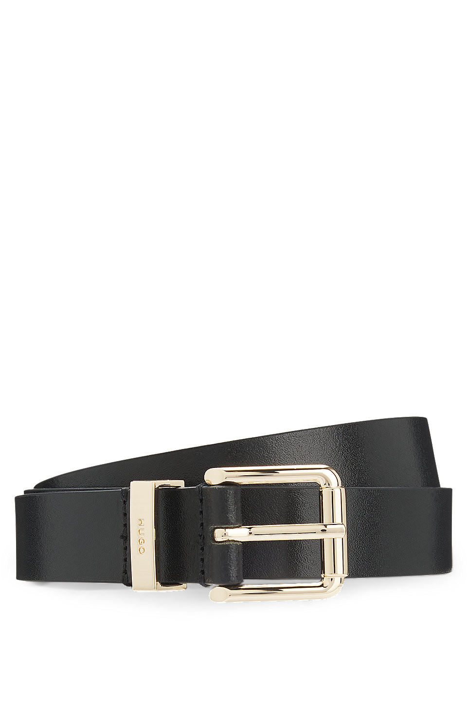 Italian-leather belt with gold-tone buckle | Hugo Boss (US)
