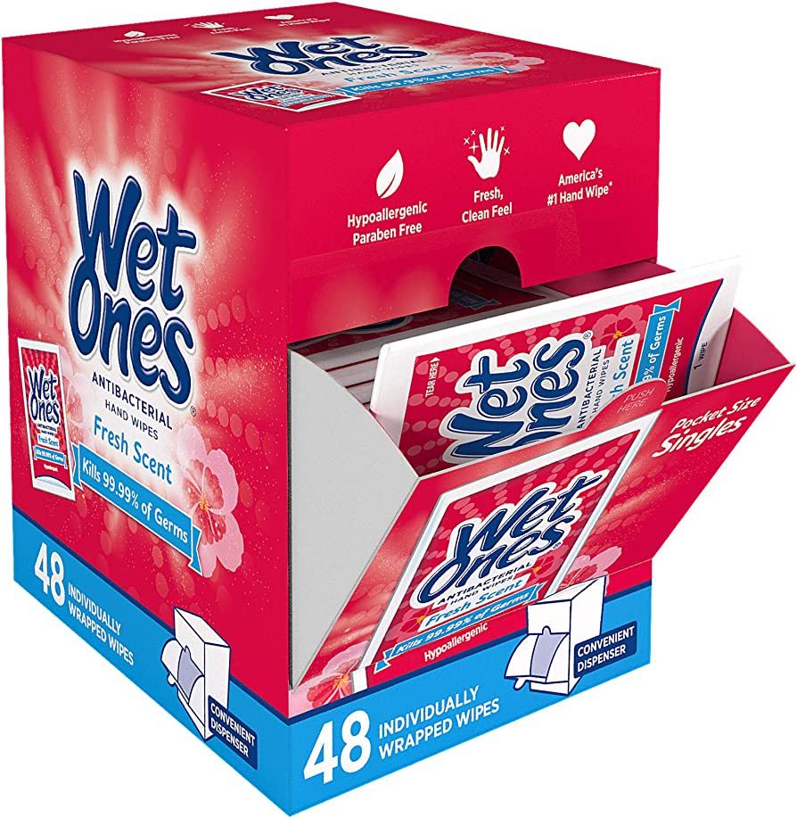 Wet Ones Antibacterial Hand Wipes, Fresh Scent, 48 Individually Wrapped Wipes in a Dispenser, Pac... | Amazon (US)