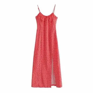 Spaghetti Strap Floral Print Midi A-Line Dress | YesStyle Global