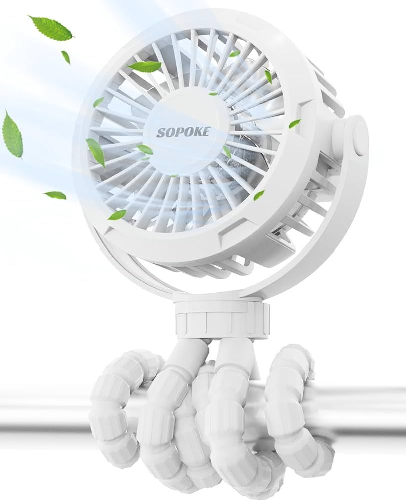 SOPOKE Mini Portable Baby Stroller Fan,3 Speed Personal Handheld Fan,Battery Operated Rechargeabl... | Amazon (US)
