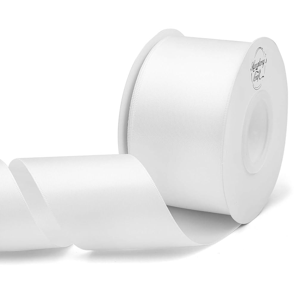 Humphrey's Craft 2 Inch White Double Faced Satin Ribbon - 25 Yards Variety of Color for Crafts Gi... | Amazon (US)