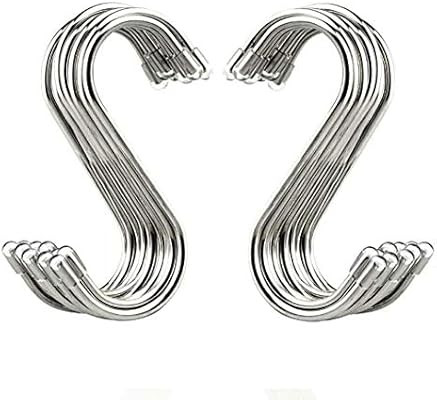Evob 20 Pack 3.4" S Shaped Hooks Stainless Steel Metal Hangers Hanging Hooks for Kitchen, Work Sh... | Amazon (US)