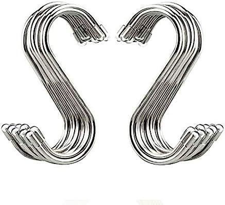 Evob 20 Pack 3.4" S Shaped Hooks Stainless Steel Metal Hangers Hanging Hooks for Kitchen, Work Sh... | Amazon (US)