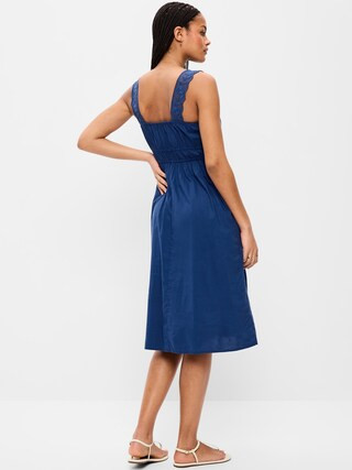 Fit & Flare Smocked-Waist Midi Dress | Old Navy (US)