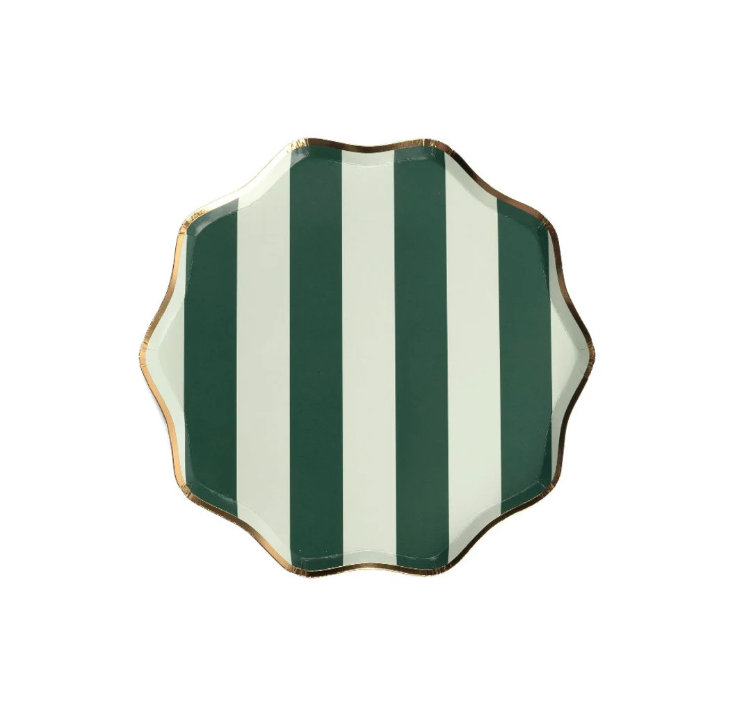 Green and Mint Holiday Stripes Dessert Paper Plates - Etsy | Etsy (US)