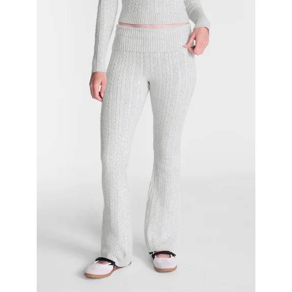 No Boundaries Cable Knit Sweater Pants, 33'' Inseam, Women's XXS-XXL | Walmart (US)