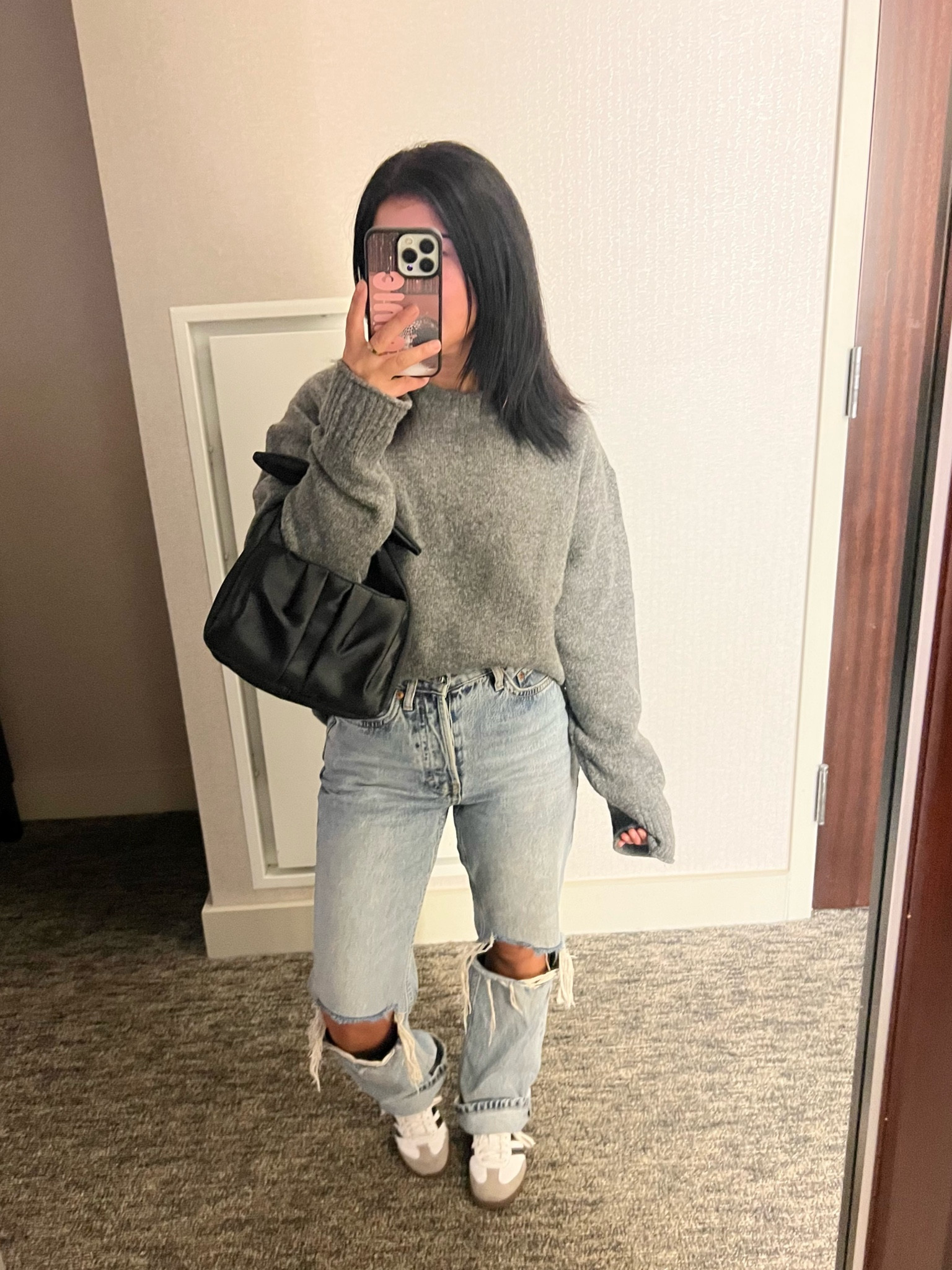 The softest sweater and under $50! My jeans are in and out of stock but they do replenish them! My bag is also under $50 and it’s the perfect size to wear for events and to dress up casual outfits! 

#LTKfindsunder100 #LTKfindsunder50 #LTKSeasonal