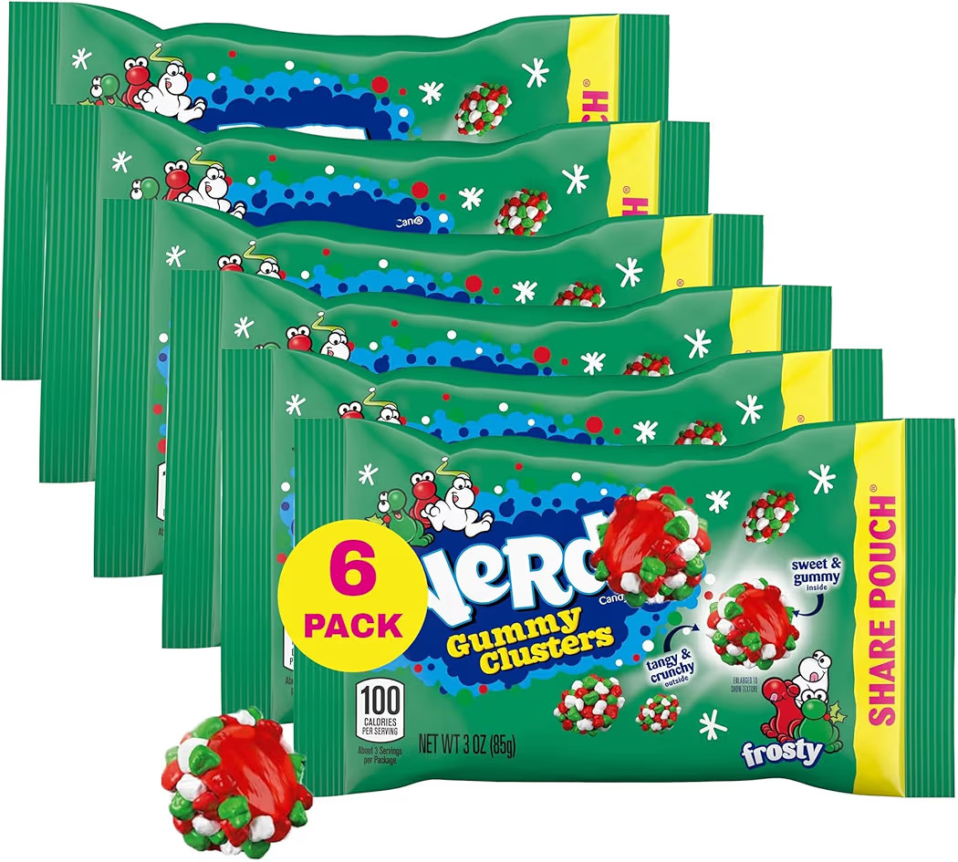 Holiday Frosty Gummy Clusters Candy Share Pouch - Pack of 6 Festive Sweet & Crunchy Bite-Size Can... | Amazon (US)