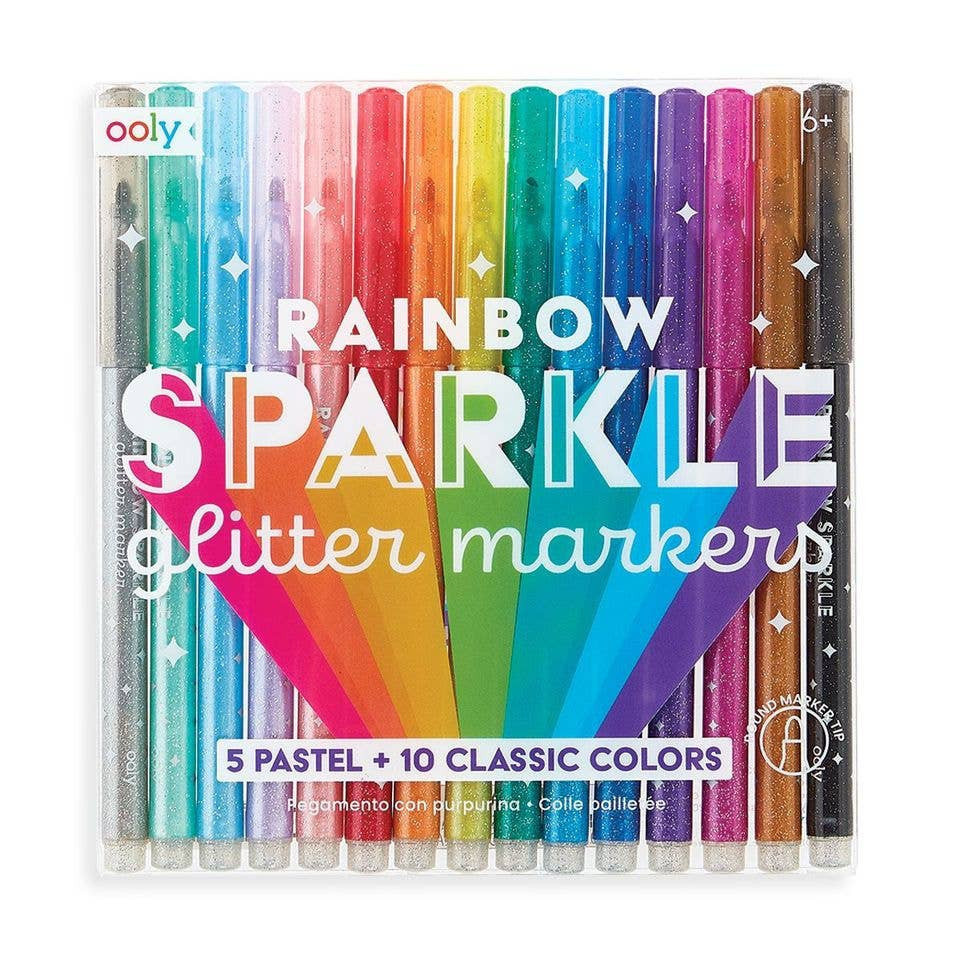 Rainbow Sparkle Glitter Markers | June+Grey