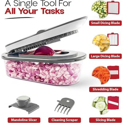 Vegetable Chopper And Mandoline Slicer For Kitchen With 4 Blades, Scraper And Container, ALL In 1 Sharp Veggie Chopper Vegetable Cutter, French Fry Cu | Wayfair North America