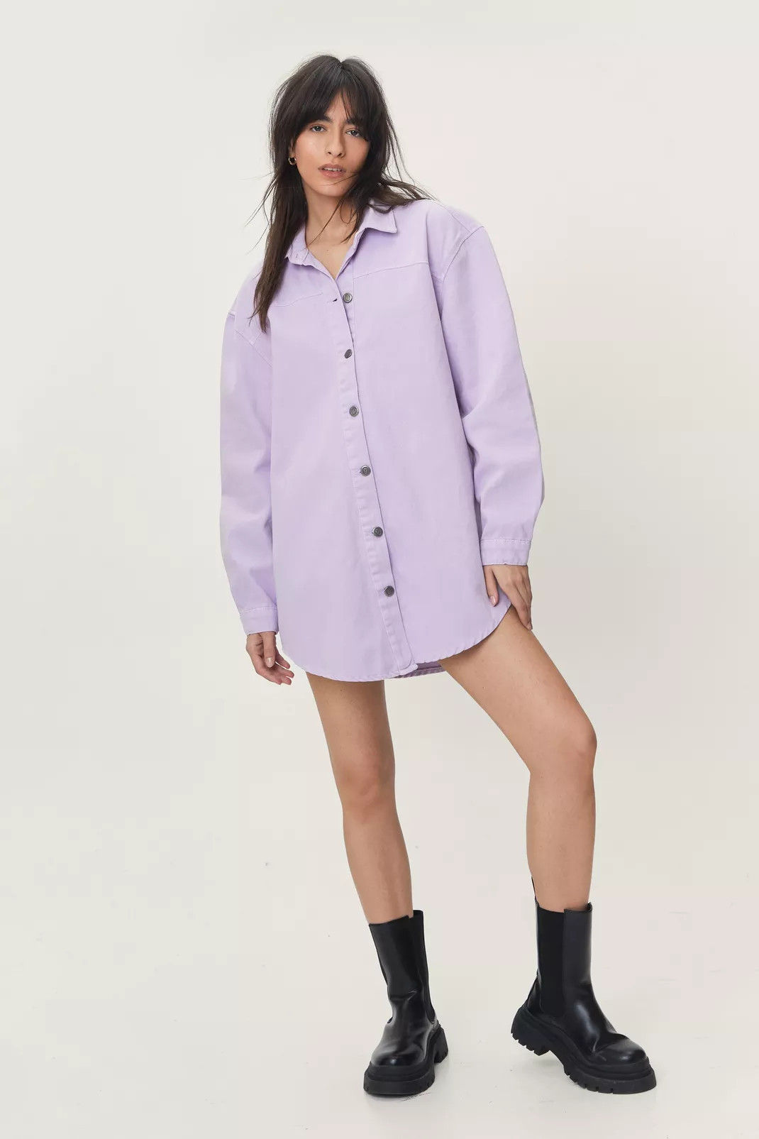 Oversized Button Down Denim Shirt Dress | Nasty Gal (US)