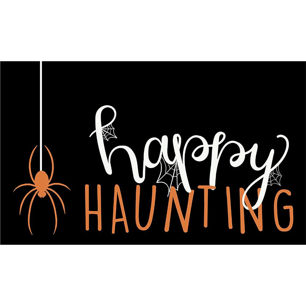 Style Selections Decorative Halloween Mat 1-5/6-ft x 2-5/6-ft Black Rectangular Outdoor Door Mat ... | Lowe's