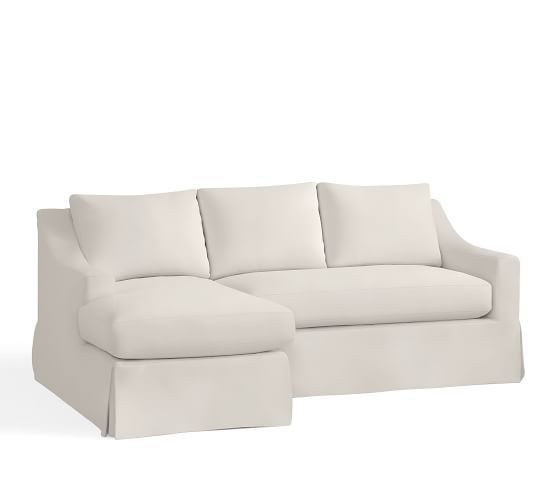 York Slope Arm Slipcovered Sofa with Chaise Sectional | Pottery Barn (US)