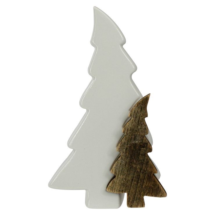 Northlight 8.5" Ceramic and Wood Trees Christmas Decoration | Target