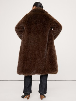 Faux Fur Long Coat | Banana Republic (US)