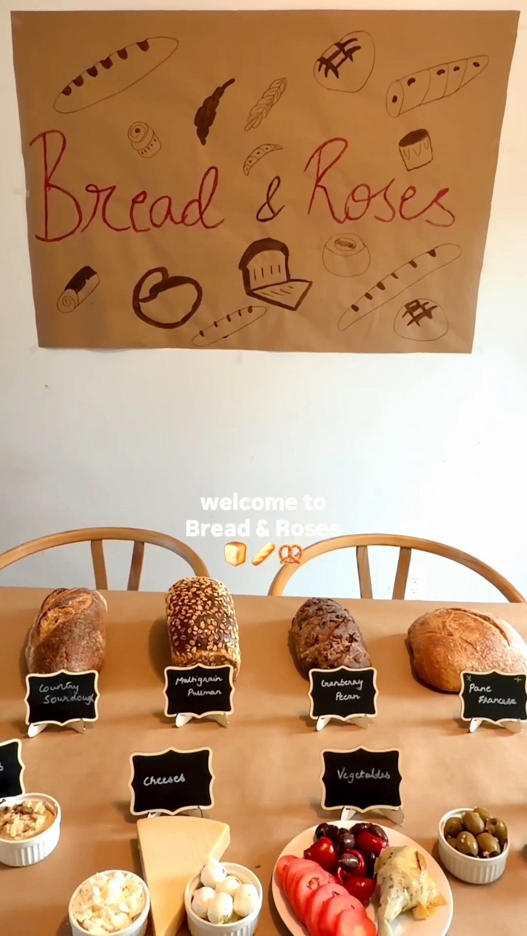 Welcome to my “Bread &  Roses Bakery” 🥯✨🥐🥨🌹
There’s something so special about hosting your friends at home and creating a fun, beautiful afternoon together. Gilmore Girls is one of my favorite series, and as soon as fall arrives, I’m always enchanted by the cozy coffee, fresh-baked bread, and warm bakery aromas. The idea of creating a little bakery at home was just too fun! #artisanbakery #host #hosting #diy #bakery #bake #hostingtable #cheese #appetizers #home #kitchen #brunch #brunchsetup #hostess

#LTKmomlife #LTKfoodie #LTKHome