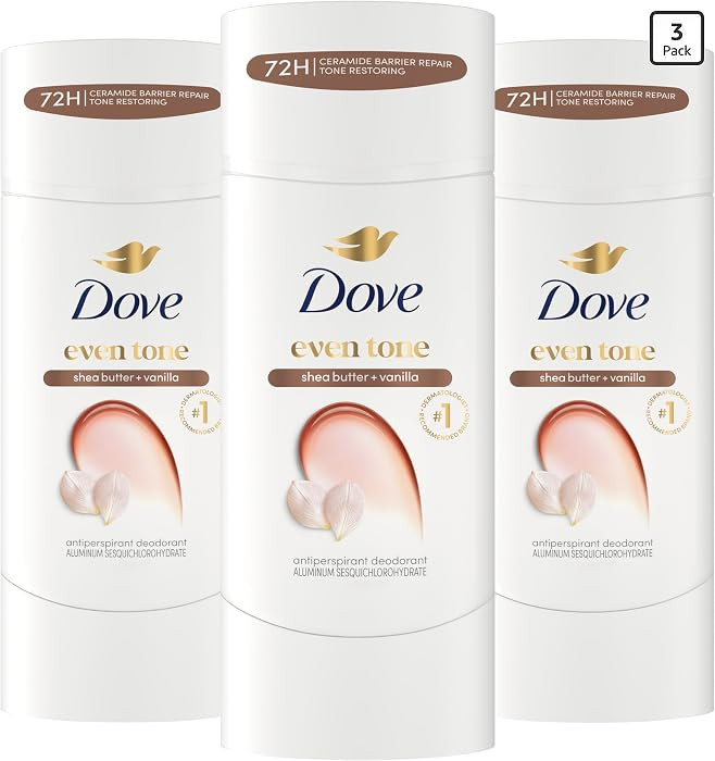 Dove Antiperspirant Deodorant Stick Even Tone Shea Butter & Vanilla Pack of 3 for 48h Odor and Sw... | Amazon (US)