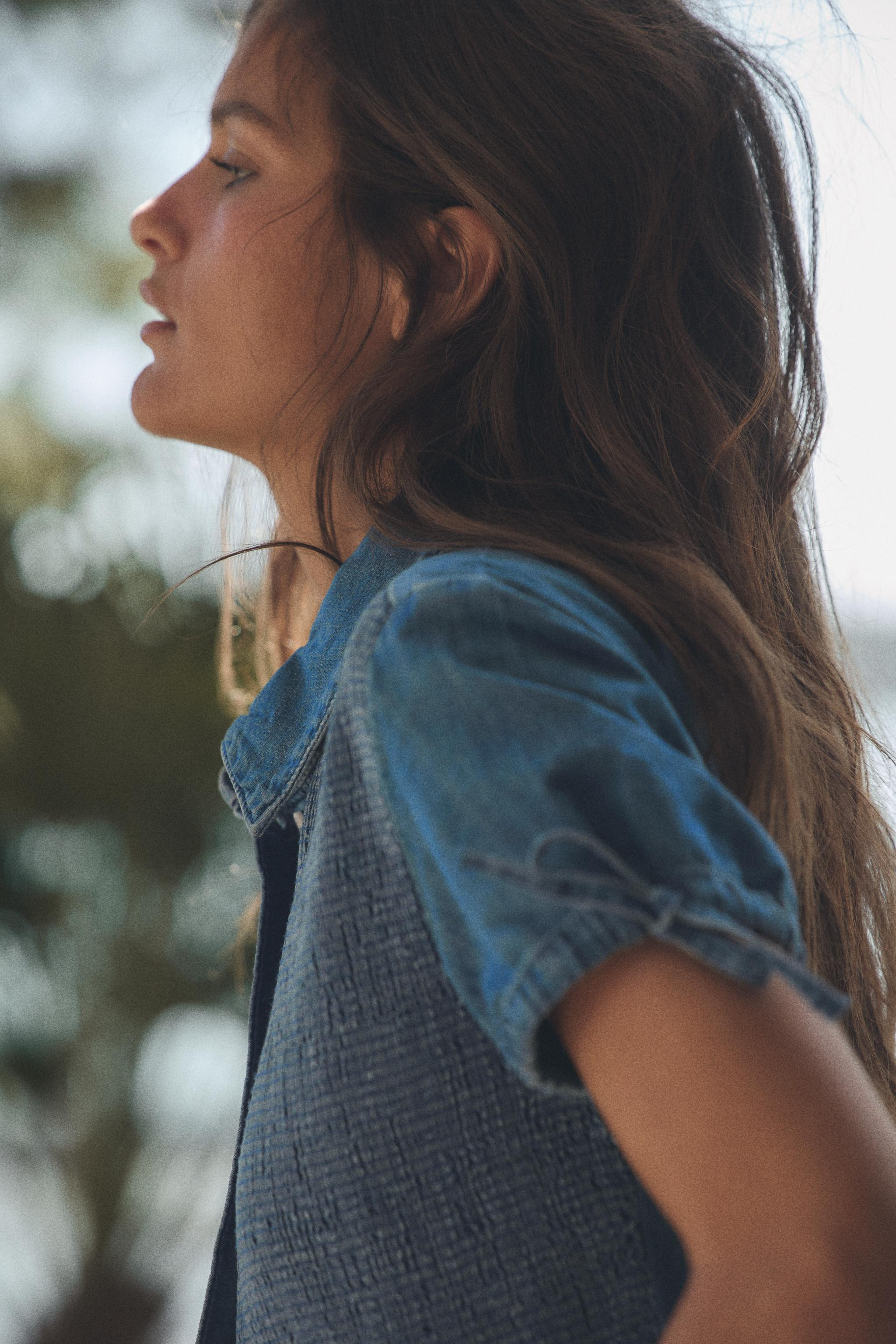 SMOCKED DENIM SHIRT | Zara US