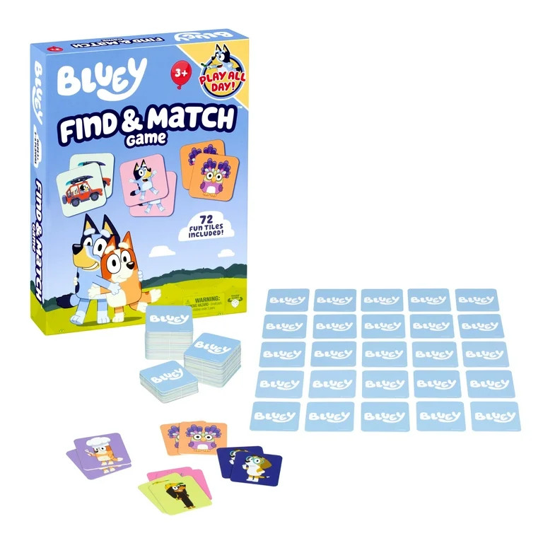 Bluey Find & Match Game,  A Fun Tile-matching Game with 72 Character Tiles, Perfect for 2-4 Playe... | Walmart (US)