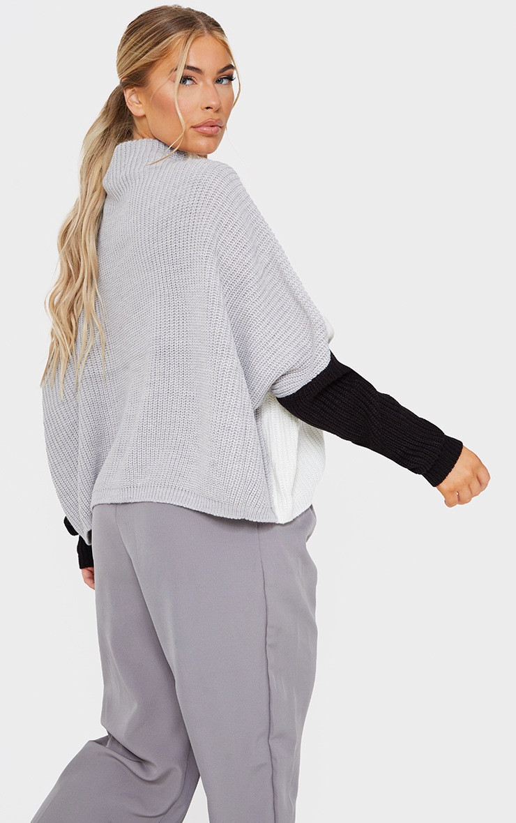 Monochrome Oversized Colour Block Jumper | PrettyLittleThing UK