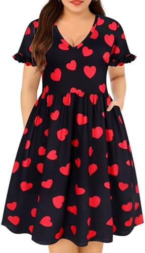 RITERA Plus Size Dresses for Curvy Women Summer Spring Womens Dress V Neck Short Sleeve Casual Dr... | Amazon (US)