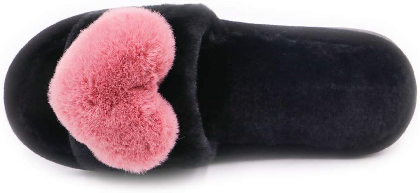 Crazy Lady Women's Fuzzy Fluffy Furry Fur Slippers Flip Flop Open Toe Cozy House Memory Foam Sandals | Amazon (US)