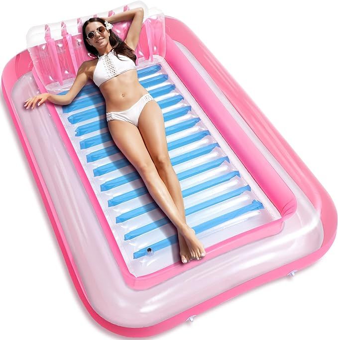 Inflatable Tanning Pool Lounger Float丨Suntan Lounge Pool丨Tanning Pool with Pillow丨Suntan Ra... | Amazon (US)