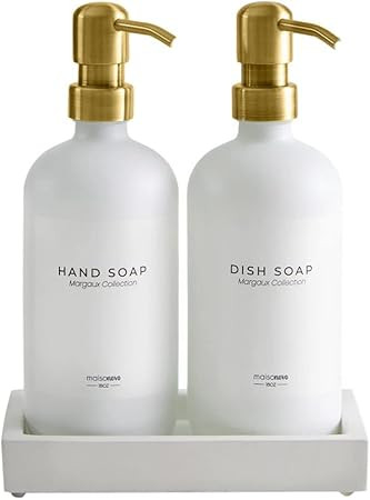 MaisoNovo Glass Soap Dispenser with Pump and Concrete Tray | Vintage Soap Dispenser Bathroom & Ki... | Amazon (US)