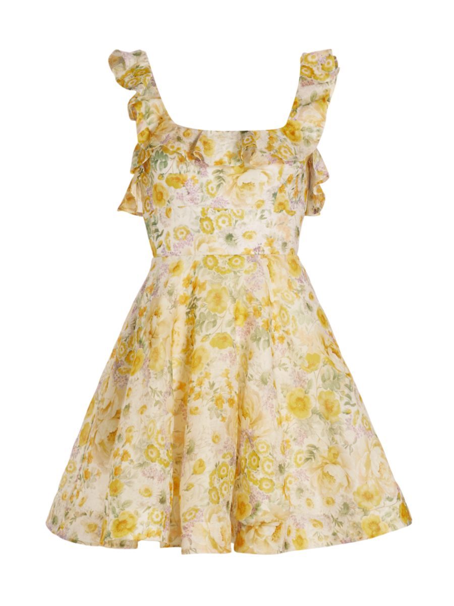 Harmony Linen-Silk Ruffled Floral Minidress | Saks Fifth Avenue