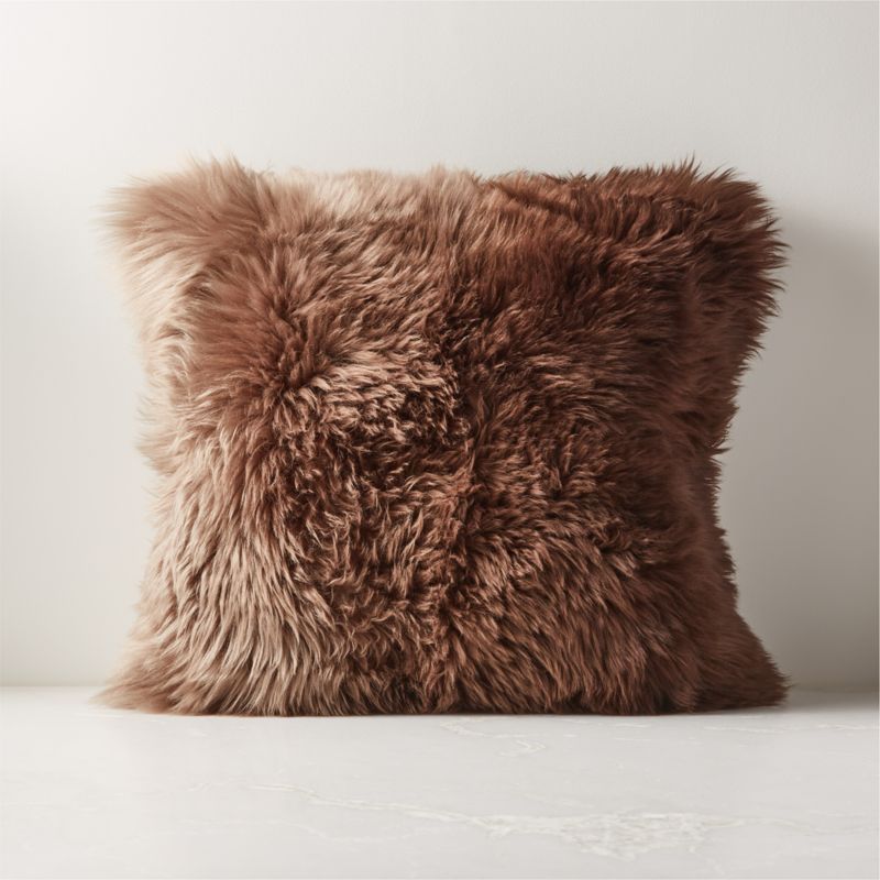 Brown Ombre Fur Modern Throw Pillow with Feather-Down Insert 20" | CB2 | CB2