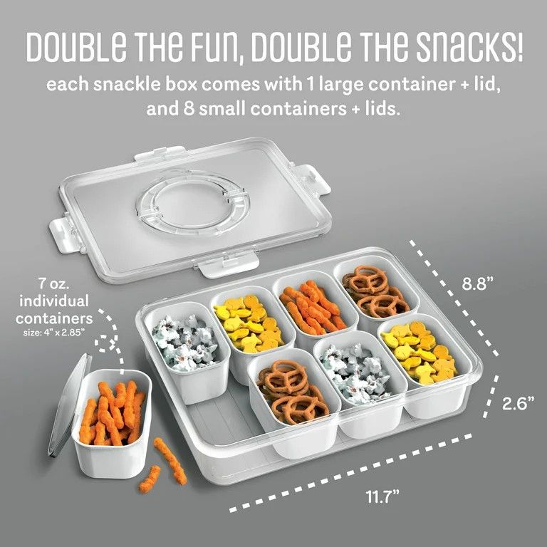 Cook With Color 2-Pack 8-Compartment Snackle Box, Charcuterie and Snack Container, Divided Servin... | Walmart (US)