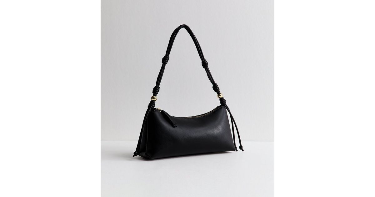 Black Faux Leather Knotted Handle Shoulder Bag | New Look | New Look (UK)