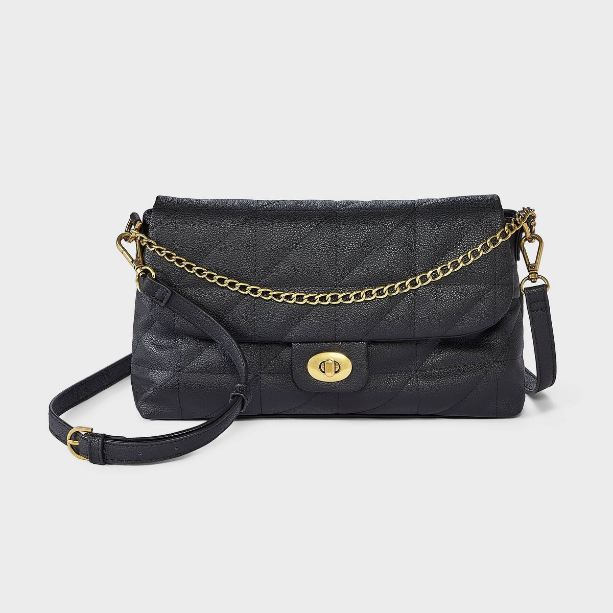 Quilted Turn Lock & Chain Crossbody Bag - A New Day™ Black | Target