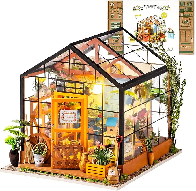 Rolife DIY Miniature Dollhouse Kit,Green House with Furniture and LED,Wooden Dollhouse Kit,Best B... | Amazon (US)
