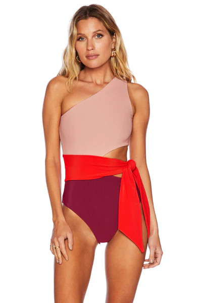 Carlie One Piece Merlot Colorblock | Beach Riot