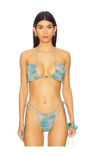 DEVON WINDSOR Willow Bikini Top in Teal. - size M | Revolve Clothing (Global)